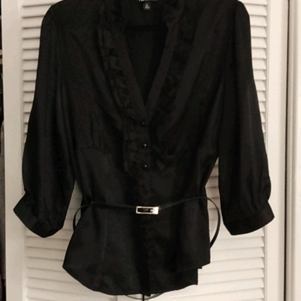 COPY - Black softly tailored blouse.